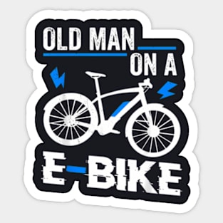 Old Man On A E Bike Electronic Bicycle Sports Bike Biker Sticker